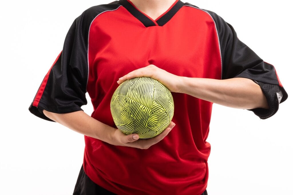 midsection of caucasian young female handball play 2025 04 03 19 38 54 utc