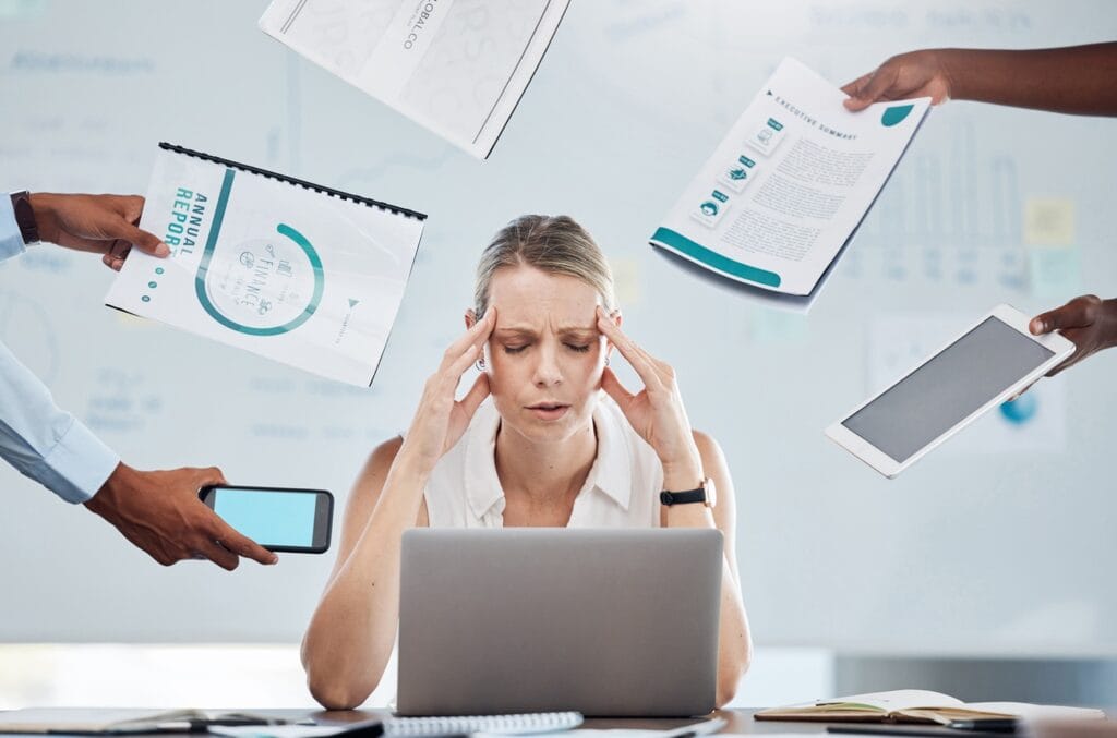 stress anxiety and business woman working under p 2025 04 06 03 01 33 utc