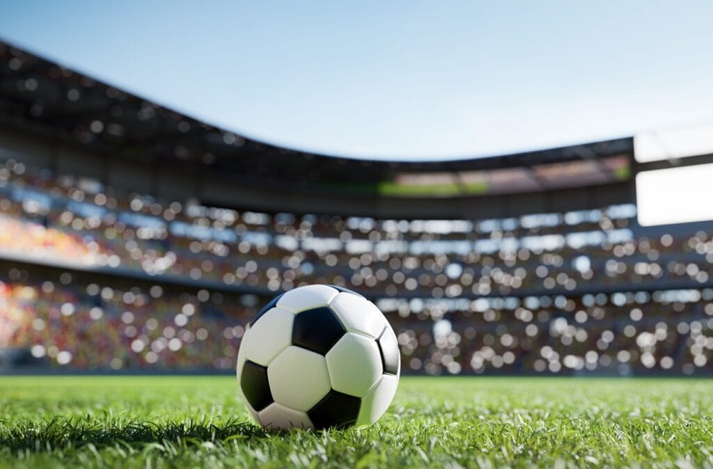 football soccer ball on grass field on stadium 2025 03 24 09 29 52 utc