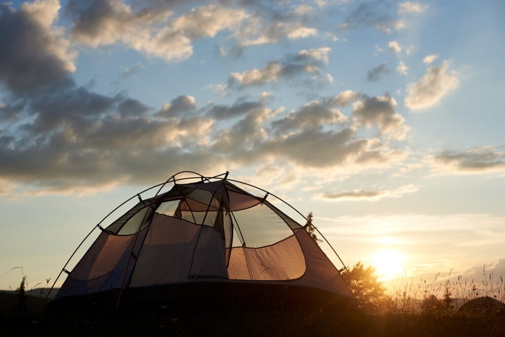 camping at daybreak the tent stands under blue sk 2025 01 16 23 57 49 utc