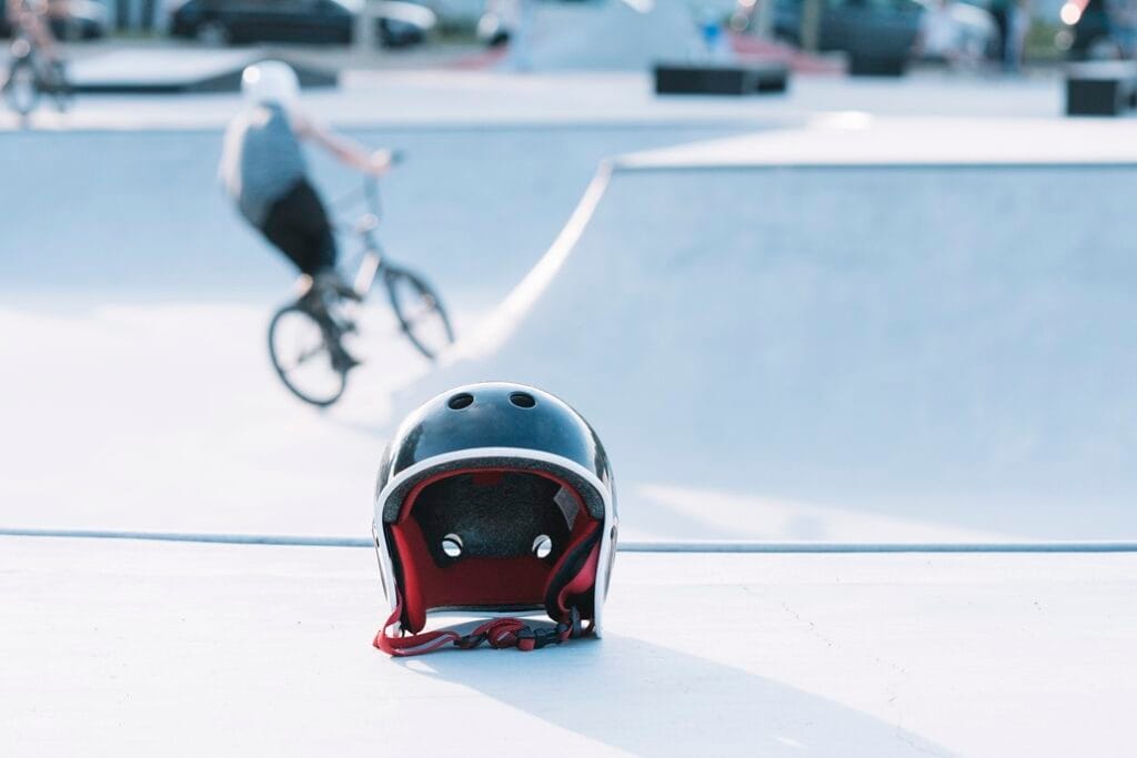 protective helmet on the skatepark floor 2025 02 13 08 56 31 utc
