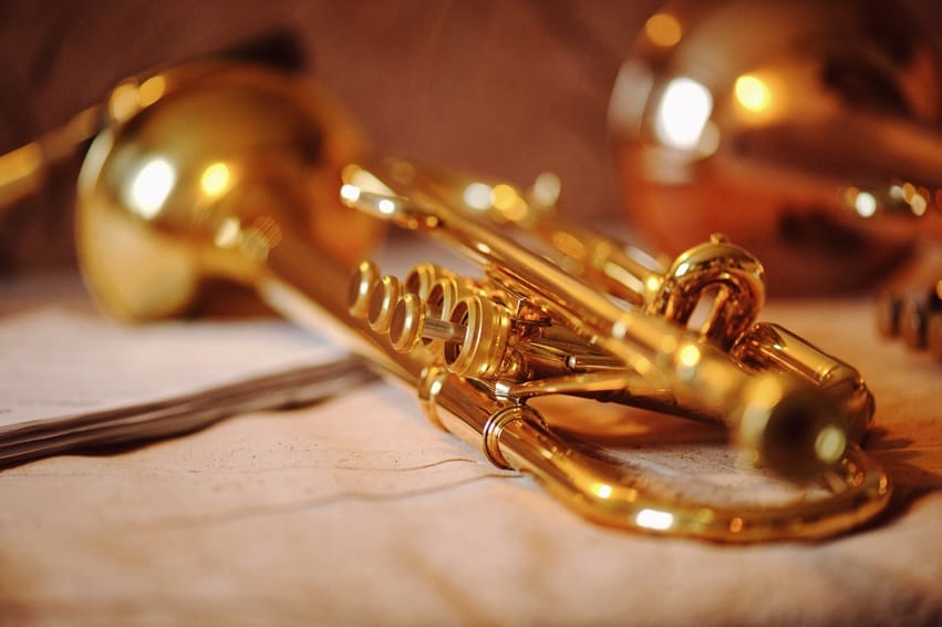 elegant golden trumpet artistically displayed on s 2026 03 11 00 56 39 utc